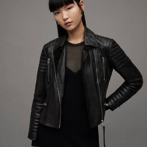 All Saints Papin Black Leather Biker Jacket